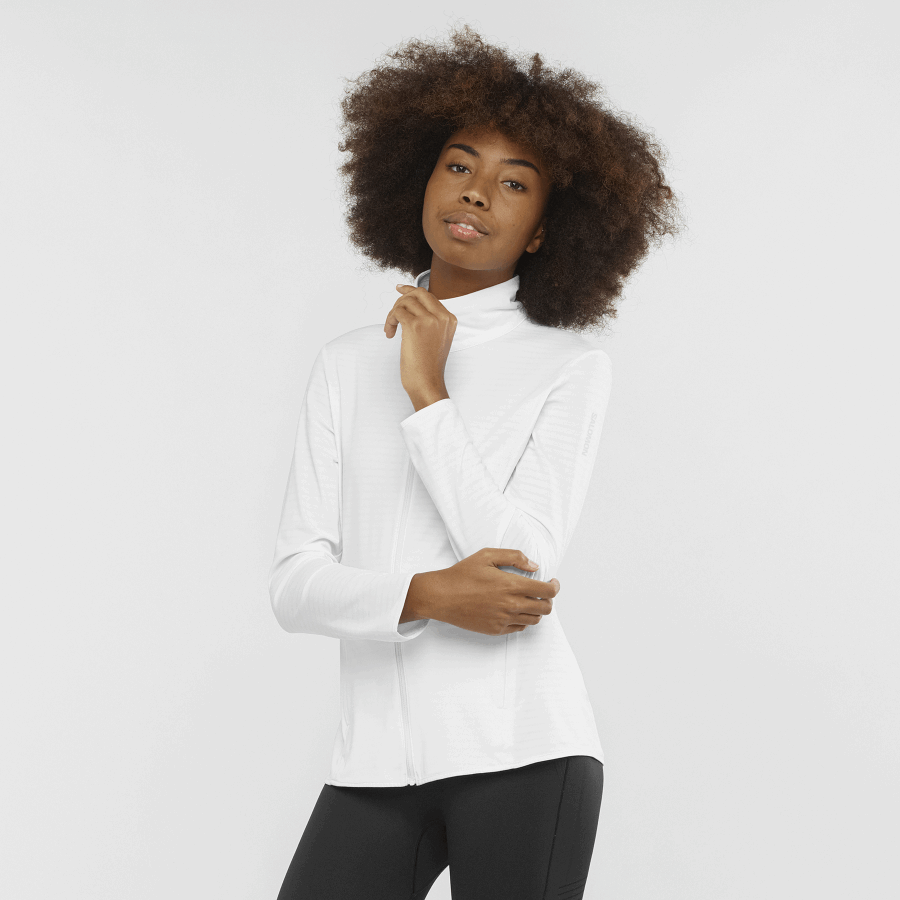 Giacca Strato Intermedio Con Zip Integrale Da Donna Essential Lightwarm White